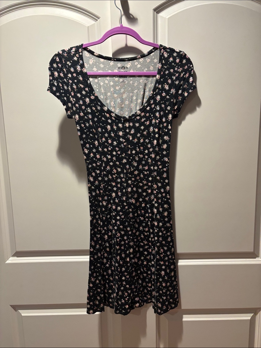 Black Floral Fitted T-shirt Sundress
